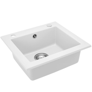Chiuveta Bucatarie REA GRANIT WEST WHITE, Dimensiuni 44 x 48.5 x 17 cm, 1 Cuva, Incastrabila, Alb - Img 8