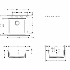 Chiuveta compozit Hansgrohe S51 SilicaTec, Dimensiune 56x51cm, Culoare Negru Grafit - Img 6