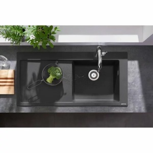 Chiuveta compozit Hansgrohe S51 SilicaTec/ Dreapta, Dimensiune 105x51cm , Culoare negru grafit - Img 4