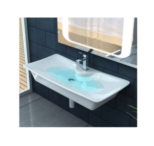 Chiuveta de blat PRO ASTRA, Dimensiuni 80 x 39 x 12 cm, Forma Dreptunghiulara, Ceramica sanitara, cu gaura baterie, Alb - Img 3