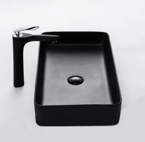 Chiuveta de blat PRO ERA CUBIC, Dimensiuni 51cm x 35 x 11 cm, Ceramica,Fara Gaura Baterie, Negru - Img 2