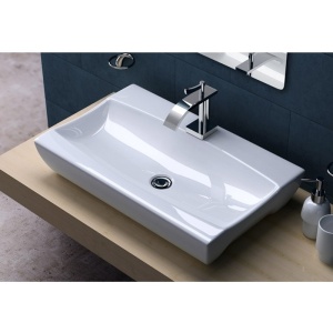 Chiuveta De Blat PRO STELLA, diferite dimensiuni, Montaj Pe Blat, Design Deosebit, Forma Dreptunghiulara, Ceramica Sanitara, Alb - Img 3