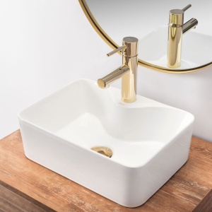 Chiuveta de blat REA Kelly Mini, Dimensiuni 41x 31x 13cm, Forma Dreptunghiulara, Ceramica sanitara, gaura baterie, Alb - Img 5