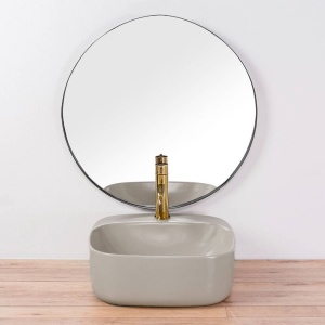 Chiuveta de blat REA LUIZA Grey Matt 42, Dimensiuni 42.5 cm x 42.5 x 15.5 cm, Ceramica Sanitara,Gaura baterie, Gri Mat - Img 6