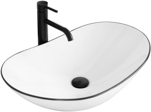 Chiuveta de blat REA ROYAL Edge , Dimensiuni 62.5 x 36 x 15 cm, Forma Ovala, Ceramica sanitara, Alb - Img 1