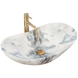 Chiuveta de blat REA ROYAL Granit Shiny, Dimensiuni 60.5 x 36 x 16 cm, Forma Ovala, Ceramica sanitara - Img 1