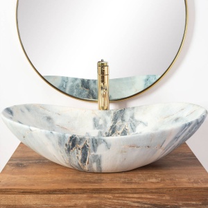 Chiuveta de blat REA ROYAL Granit Shiny, Dimensiuni 60.5 x 36 x 16 cm, Forma Ovala, Ceramica sanitara - Img 5