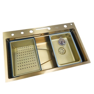 Chiuveta de bucatarie ARGOS multifunctionala, Dimensiune 75X46cm, Culoare Gold Steel, Termostat cu Display LCD - Img 17