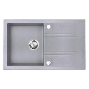 Chiuveta de bucatarie FERRO, Dimensiune 78x48cm, O cuva cu picurator, Culoare Gri - Img 1