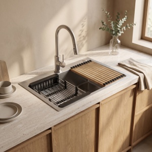 Chiuveta din inox cu set accesorii 3 piese Rea Liam Brush Nickel - Img 4