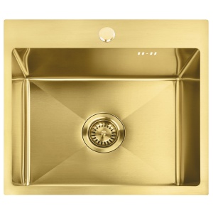 Chiuveta din inox cu set de accesorii Rea Leo 50 Brush Gold - Img 6