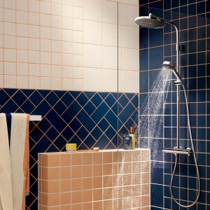 Coloana de dus cu baterie termostatata Hansgrohe Activera S EcoSmart si para cu 2 functii finisaj crom lucios - Img 6