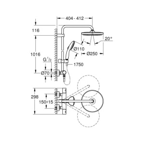 Coloana de dus cu baterie termostatata negru mat Grohe Tempesta 250 - Img 5