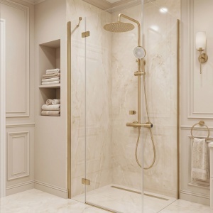 Coloana de dus cu termostat Rea Drop Brush Gold - Img 6