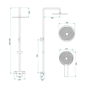 Coloana de dus fara pipa cu termostat Rea Lungo Chrome - Img 9