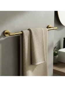 Cuier de baie minimalist Galo Brush Gold 5701 auriu periat - Img 2