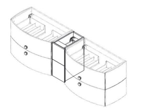 Dulap baie conector Oristo Louis 24 x 39 x 55.4 cm 2 sertare negru lucios - Img 3