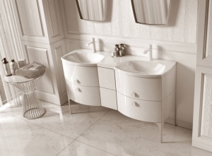 Dulap conector Oristo Louis alb lucios 24 x 39 x 55.4 cm 2 sertare - Img 3