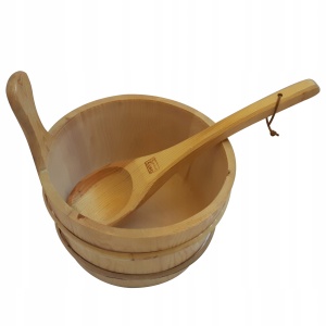 Galeata + Polonic pentru sauna finlandeza, lemn
