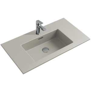 Lavoar baie incastrat din conglemerat, cu gaura baterie, bej mat, Veldman Lotus 80 x 46 cm