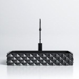 Lavoar ceramic dreptunghiular cu caneluri si montaj pe blat Pearl Black 60 x 34 cm - Img 4