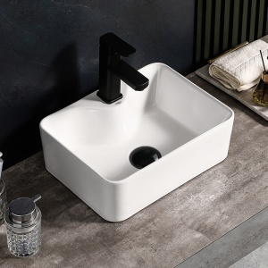 Lavoar ceramic dreptunghiular cu montaj pe blat Elise White Gloss 41 x 31 mm - Img 8