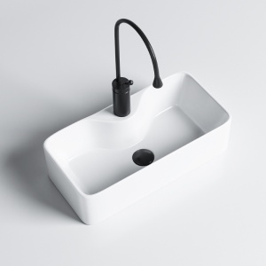 Lavoar ceramic dreptunghiular cu montaj pe blat Lia White Gloss 50 x 25 cm - Img 3