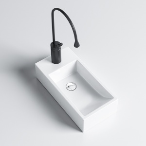 Lavoar ceramic dreptunghiular cu montaj pe blat Lucy White Gloss 46 x 25 cm - Img 5