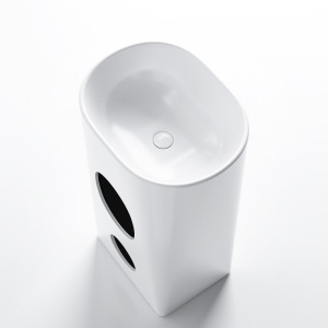 Lavoar ceramic freestanding Claro White Gloss 49 x 38 cm - Img 5