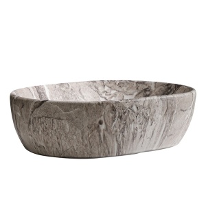 Lavoar ceramic oval cu fixare pe blat Neo Marble Grey Matt 48 x 34 cm - Img 14