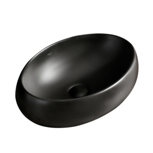 Lavoar ceramic oval cu montaj pe blat Cari Black Matt 60 x 40 cm
