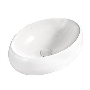 Lavoar ceramic oval cu montaj pe blat Cari White Gloss 60 x 40 cm