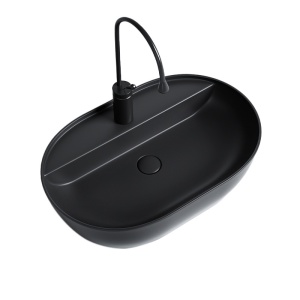 Lavoar ceramic oval cu montaj pe blat Emi Black Matt 60 x 40 cm
