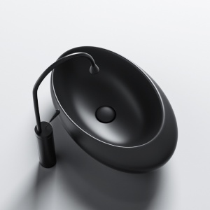 Lavoar ceramic oval cu montaj pe blat Emma Black Matt 49 x 31 cm - Img 5