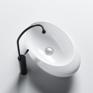 Lavoar ceramic oval cu montaj pe blat Emma White Gloss 49 x 31 cm - Img 5