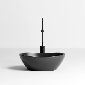 Lavoar ceramic oval cu montaj pe blat Lumo Black Matt 40 x 35 cm - Img 4