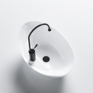 Lavoar ceramic oval cu montaj pe blat Tera White Gloss 58 x 39 cm - Img 5