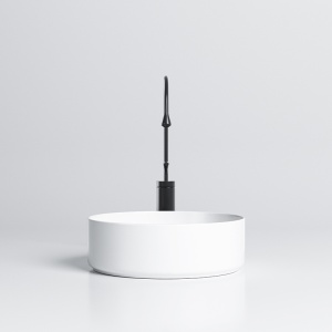 Lavoar ceramic rotund cu fixare pe blat Lava White Gloss 36 x 12 cm - Img 4