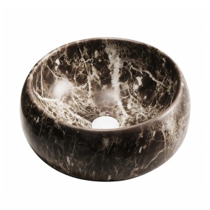Lavoar ceramic rotund cu montaj pe blat Naomi Marble Brown 40 x 15 cm - Img 7