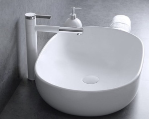 Lavoar de blat ANNA SLIM, Dimensiuni 61 x 41 x 13.5 cm, Forma Ovala, Ceramica sanitara, Alb - Img 4