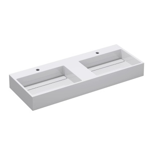 Lavoar De Blat Dublu PRO CASPIO WHITE, diferite dimensiuni , Cu 1/2 Gauri pentru Baterie sau fara Gaura Baterie, Conglomerat, 120 cm, Alb - Img 9