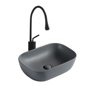 Lavoar De Blat PRO TOKYO DARK GREY, Dimensiuni 45.5 X 32 X 14 Cm, Forma Dreptunghiulara, Ceramica Sanitara, Gri Inchis, Finisaj Mat - Img 1