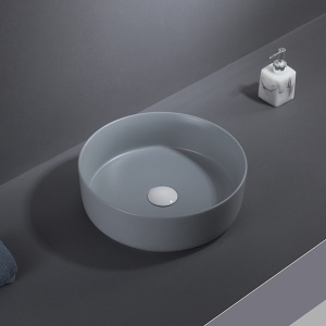 Lavoar De Blat PRO VERONA, Dimensiuni 36 X 36 X 12 Cm, Forma Rotunda, Ceramica Sanitara, Gri Inchis - Img 6