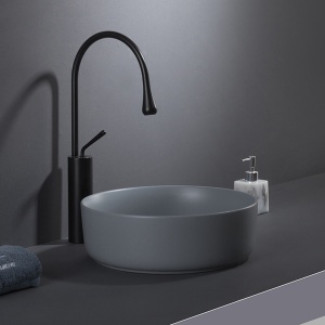 Lavoar De Blat PRO VERONA, Dimensiuni 36 X 36 X 12 Cm, Forma Rotunda, Ceramica Sanitara, Gri Inchis - Img 12