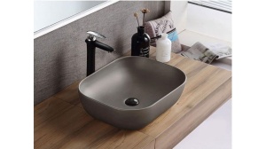 Lavoar De Blat REA BELINDA, Dimensiuni 45.5 X 32.5 X 13.5 Cm, Forma Dreptunghiulara, Ceramica Sanitara, Gri, Finisaj Mat - Img 3