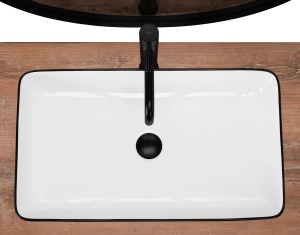 Lavoar De Blat REA DENIS BLACK EDGE, Dimensiuni 61.5 X 35 X 11 Cm, Montaj Pe Blat, Forma Dreptunghiulara, Ceramica Sanitara, Alb/Negru - Img 3