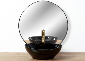 Lavoar De Blat REA SOFIA, Dimensiuni 41 X 34.5 X 15 Cm, Montaj Pe Blat, Design Deosebit, Forma Ovala, Ceramica Sanitara, Negru - Img 5