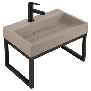 Lavoar din compozit Rea Goya taupe mat 50 cm cu cadru negru