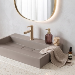 Lavoar din compozit Rea Goya taupe mat 70 cm - Img 7