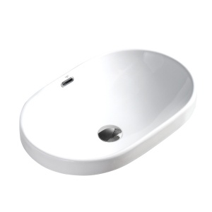 Lavoar oval alb cu fixare pe blat Nel White Gloss 59 x 40 cm
